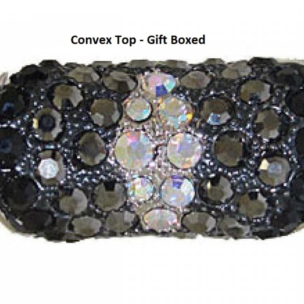 White Gold plate ring with jet black hematite NWT